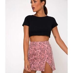 Motel Rocks WREN MINI SKIRT IN PU SNAKE PINK Size Small